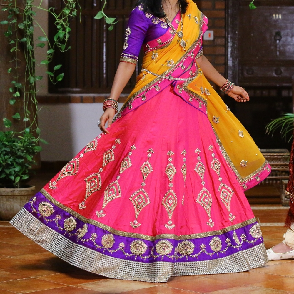 Heavy bridal lehenga choli with gold kundan and pearl embroidery custom designer